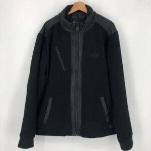 Harley Davidson Mens 2X Wool Goatskin Black Slim Fit Varsity Style Jacket Coat